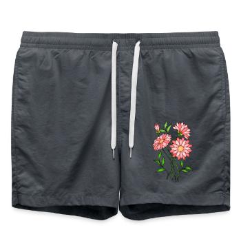 Blumen - Badeshorts - Anthrazit - Vorne - AI Model Male 185 light (185cm)