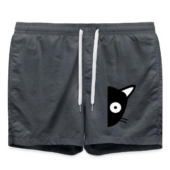 Cadeau drôle d’humour de chat - Short de bain - charbon - Devant - AI Model Male 185 light (185cm)