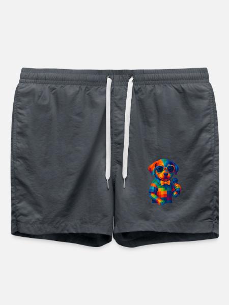 WPAP Polygon Stil Tiere - Hundewelpe Sonnenbrille - Badeshorts - Anthrazit