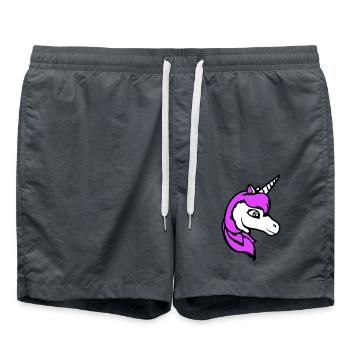 Einhorn Mädchen Hübsch Freundlich Cartoon Pferd - Badeshorts - Anthrazit - Vorne - AI Model Male 185 light (185cm)
