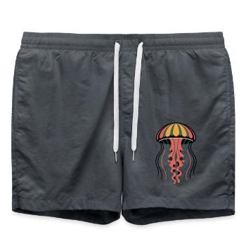 Bunte Retro Qualle Grafik - Badeshorts - Anthrazit - Vorne - AI Model Male 185 light (185cm)