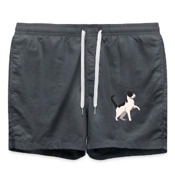 Cat Black and White - Swim Trunks - anthracite - Front - AI Model Male 185 light (185cm)