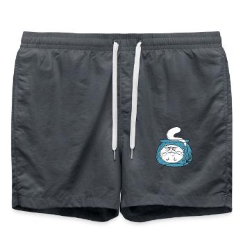 Cat in a goldfish jar - Swim Trunks - anthracite - Front - AI Model Male 185 light (185cm)
