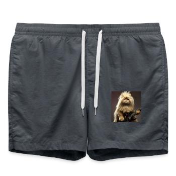 Persian cat Negan as a rocker - Swim Trunks - anthracite - Front - AI Model Male 185 light (185cm)