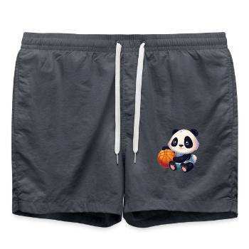 Panda mignon assis et tenant un ballon de basket - Short de bain - charbon - Devant - AI Model Male 185 light (185cm)