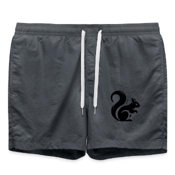Minimalistische Eichhörnchen-Silhouette - Badeshorts - Anthrazit - Vorne - AI Model Male 185 light (185cm)