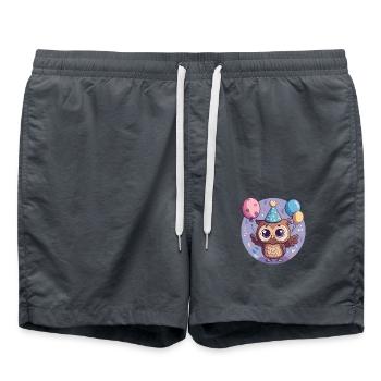 Eule Geburtstag Baby - Badeshorts - Anthrazit - Vorne - AI Model Male 185 light (185cm)