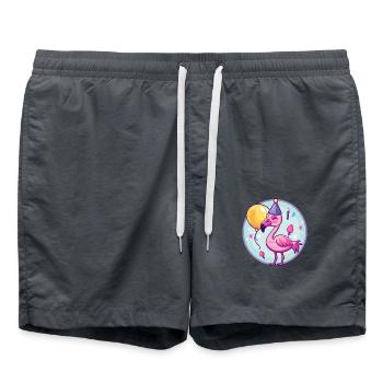 Flamingo Anniversaire Bébé - Short de bain - charbon - Devant - AI Model Male 185 light (185cm)