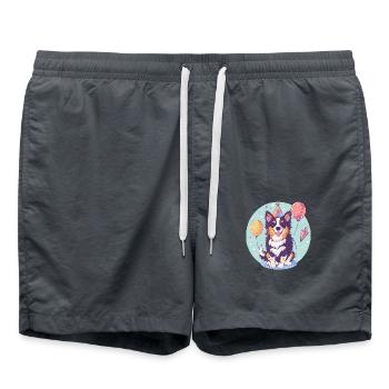 Border Collie Hunde Geburtstag Baby - Badeshorts - Anthrazit - Vorne - AI Model Male 185 light (185cm)