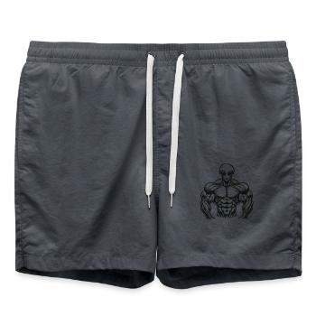 Muskulöser Bodybuilding Alien - Badeshorts - Anthrazit - Vorne - AI Model Male 185 light (185cm)