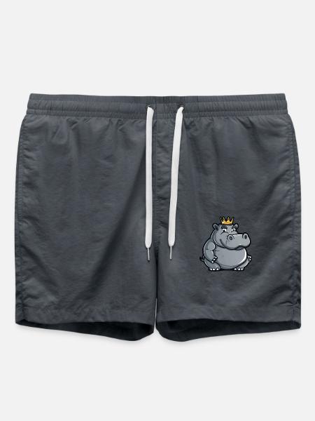 Nilpferd Cartoon Krone - Badeshorts - Anthrazit