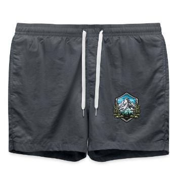 Mountains Winter Forest Peaks - Swim Trunks - anthracite - Front - AI Model Male 185 light (185cm)