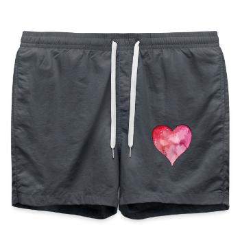 Icône de coeur aquarelles - Short de bain - charbon - Devant - AI Model Male 185 light (185cm)