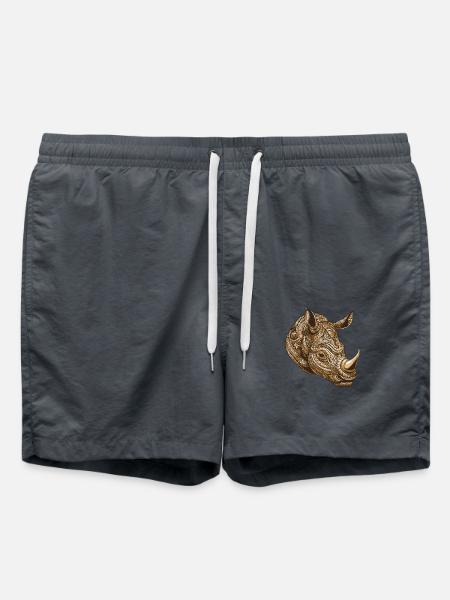 Rhinoceros Portrait - Swim Trunks - anthracite