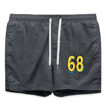 68 Zahl Symbol - Badeshorts - Anthrazit - Vorne - AI Model Male 185 light (185cm)