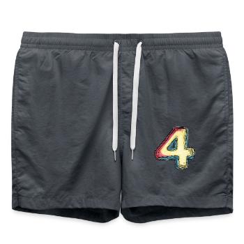 4 Zahl Bunt - Badeshorts - Anthrazit - Vorne - AI Model Male 185 light (185cm)