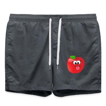 Lustiger lächelnder Apfel Obst mit Gesicht - Badeshorts - Anthrazit - Vorne - AI Model Male 185 light (185cm)