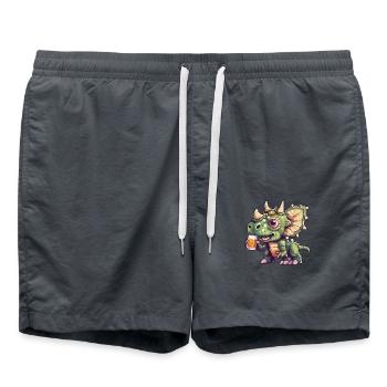 Dinosaur triceratops Pixel Beer - Swim Trunks - anthracite - Front - AI Model Male 185 light (185cm)