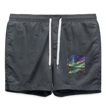 Polarlicht über dem stillen See - Badeshorts - Anthrazit - Vorne - AI Model Male 185 light (185cm)