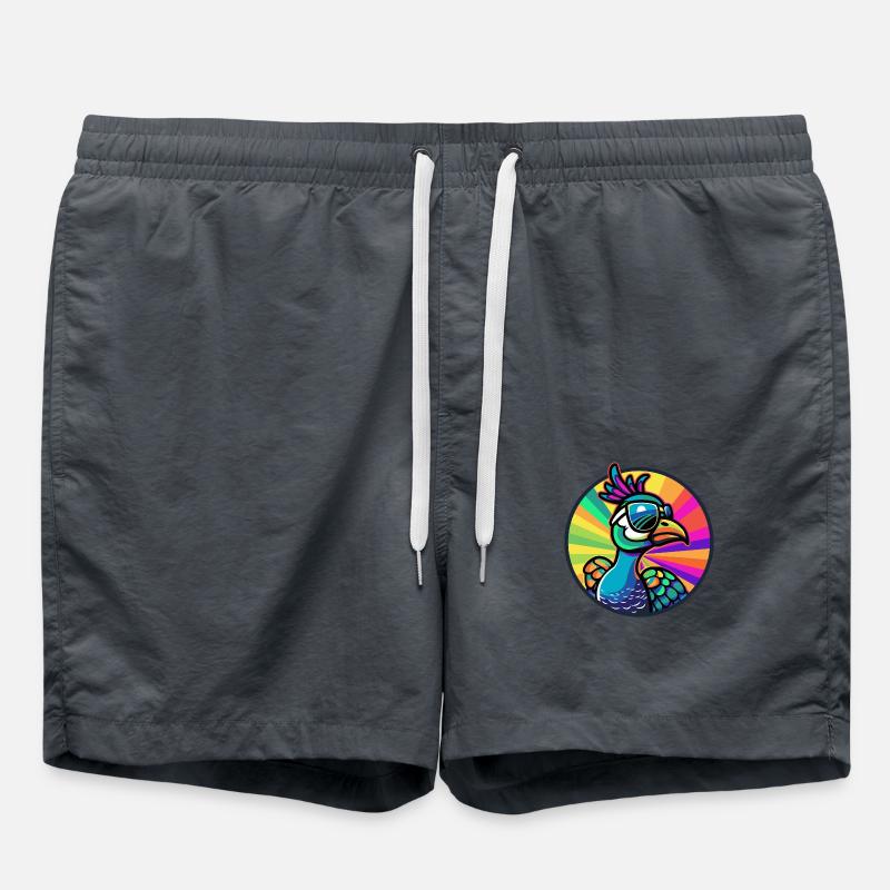 Pfau Vogel Comic Cool - Badeshorts - Anthrazit