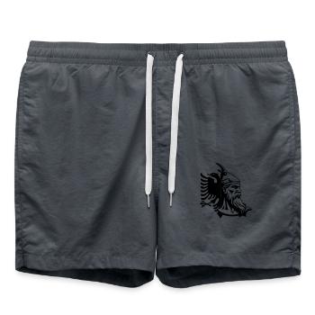 Albania and Skanderbeg Face and Flag - Swim Trunks - anthracite - Front - AI Model Male 185 light (185cm)