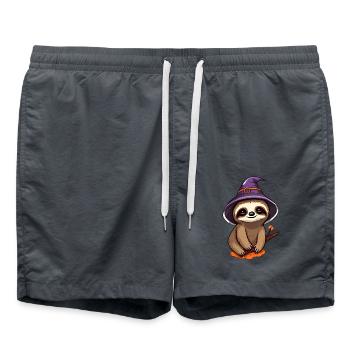 Cute Halloween sloth with witch hat. - Swim Trunks - anthracite - Front - AI Model Male 185 light (185cm)