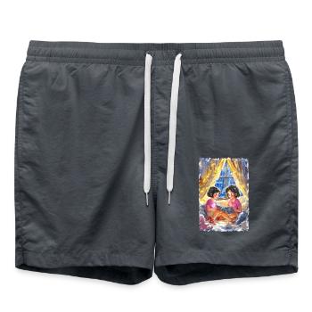 Bau einer Deckenfestung - Badeshorts - Anthrazit - Vorne - AI Model Male 185 light (185cm)