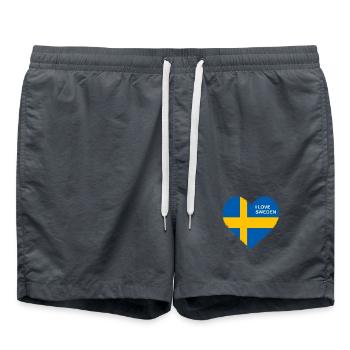 Ich liebe Schweden T-Shirt - Badeshorts - Anthrazit - Vorne - AI Model Male 185 light (185cm)