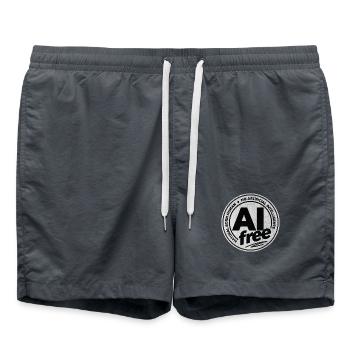 AI Free - Keine künstliche Intelligenz - Badeshorts - Anthrazit - Vorne - AI Model Male 185 light (185cm)