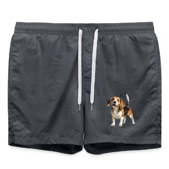 Beagle - Cooles Low Poly Logo - Badeshorts - Anthrazit - Vorne - AI Model Male 185 light (185cm)