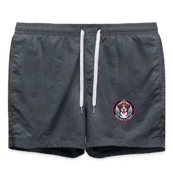 Emblème du chien rond sauvé et fier - Short de bain - charbon - Devant - AI Model Male 185 light (185cm)