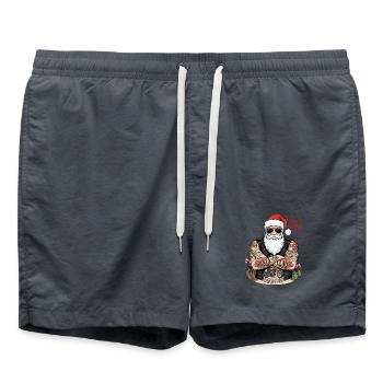 Christmas - Rocker-xmas Biker Dad - Santa Claus - Swim Trunks - anthracite - Front - AI Model Male 185 light (185cm)