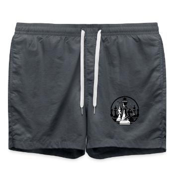Schachduell im Schwarzweiß Schach Motiv - Badeshorts - Anthrazit - Vorne - AI Model Male 185 light (185cm)