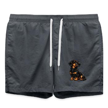 Dackel Hund Haustier - Badeshorts - Anthrazit - Vorne - AI Model Male 185 light (185cm)