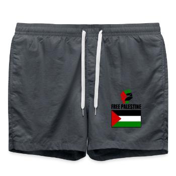 Free palestine - Short de bain - charbon - Devant - AI Model Male 185 light (185cm)