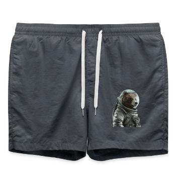 Pensive Brown Bear Astronaut - Swim Trunks - anthracite - Front - AI Model Male 185 light (185cm)