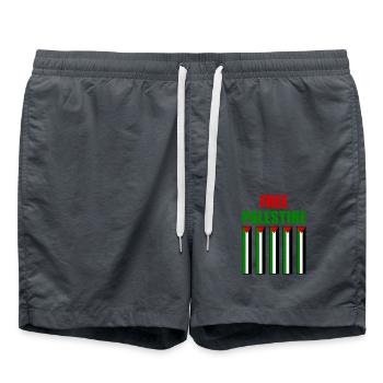 Free palestine - Short de bain - charbon - Devant - AI Model Male 185 light (185cm)