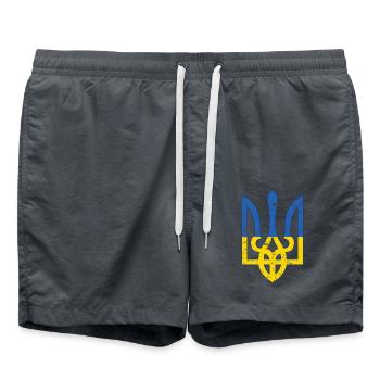 Ukraine Flag Symbol - Flag Of Ukraine - Distressed - Swim Trunks - anthracite - Front - AI Model Male 185 light (185cm)