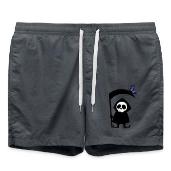 Mignon Mort Faux Scary Crâne Squelette Halloween - Short de bain - charbon - Devant - AI Model Male 185 light (185cm)
