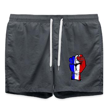France Flag Fist Main Symbole utilisé - Short de bain - charbon - Devant - AI Model Male 185 light (185cm)