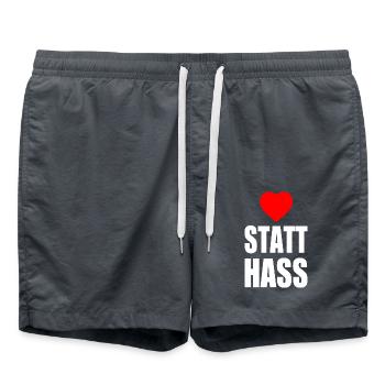 Herz statt hass - Badeshorts - Anthrazit - Vorne - AI Model Male 185 light (185cm)