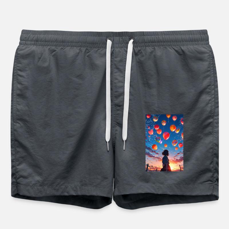 Mädchen mit Ballons - Badeshorts - Anthrazit