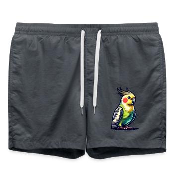 Cockatiel cute - Swim Trunks - anthracite - Front - AI Model Male 185 light (185cm)