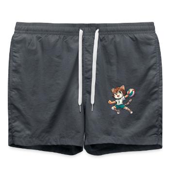 Sporty cat: volleyball player - Swim Trunks - anthracite - Front - AI Model Male 185 light (185cm)