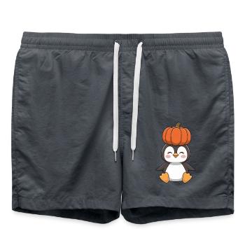 Mignon Halloween Pingouin Citrouille Dessin Animé - Short de bain - charbon - Devant - AI Model Male 185 light (185cm)