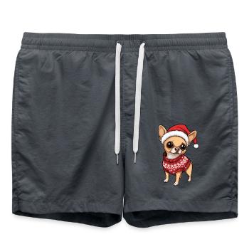 Chihuahua Hund Weihnachten Comic - Badeshorts - Anthrazit - Vorne - AI Model Male 185 light (185cm)