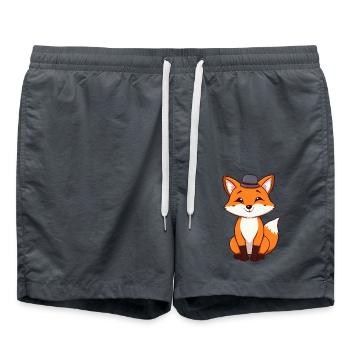 Frecher Fuchs mit Hut wartet auf Abenteuer - Badeshorts - Anthrazit - Vorne - AI Model Male 185 light (185cm)