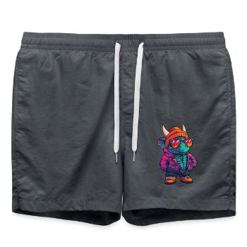 Dinosaur triceratops Winter Comic - Swim Trunks - anthracite - Front - AI Model Male 185 light (185cm)