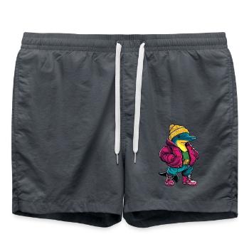 Dolphin Funny Winter - Swim Trunks - anthracite - Front - AI Model Male 185 light (185cm)