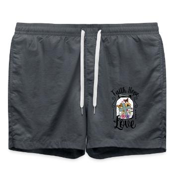 Glaube, Hoffnung, Liebe - Badeshorts - Anthrazit - Vorne - AI Model Male 185 light (185cm)